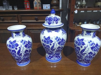 CONJUNTO DE JARRONES DE CERMICA BLUE DELFT HOLANDESA